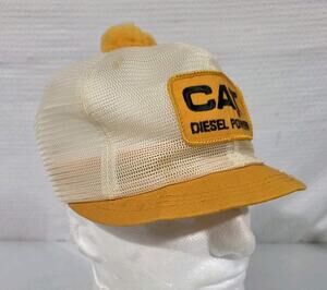 Vintage CAT Diesel Power Patch Snapback Mesh Short Bill Pom Hat K-Brand USA